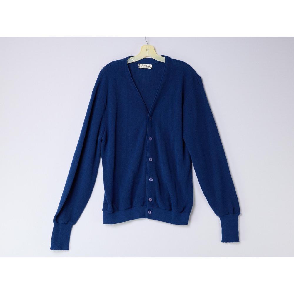 vintage mens cardigan sweater Jantzen blue Medium - Picture 5 of 5